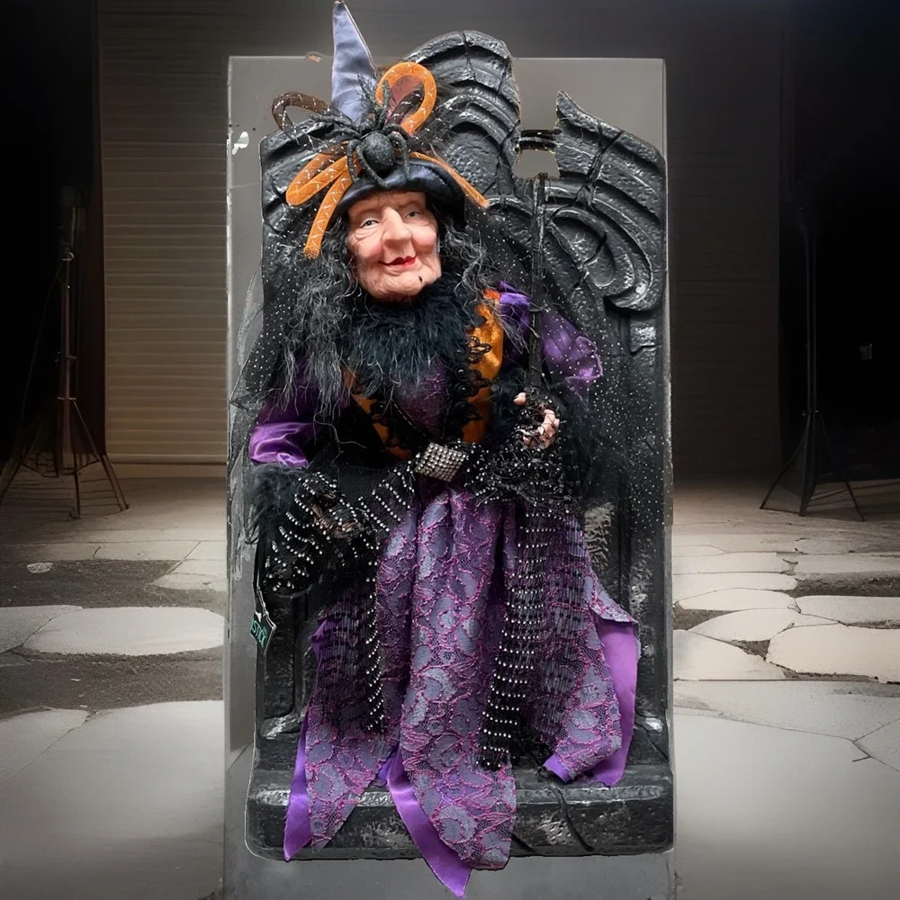 Large Gravestone Witch Boom Spider Door Greeter Halloween Decor 24